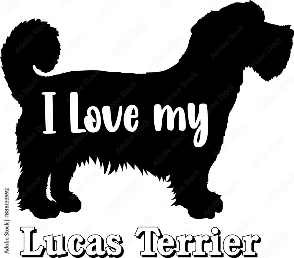 Lucas Terrier. I love my dog Dog silhouette dog breeds logo dog monogram vector
