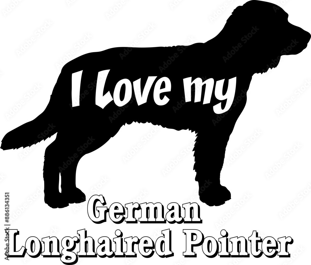 I love my German Longhaired Pointer Dog silhouette dog breeds logo dog monogram vector
I love my German Longhaired Pointer Dog silhouette dog breeds logo dog monogram vector