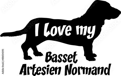 Basset Artesien Normand I love my dog Dog silhouette dog breeds logo dog monogram vector
 photo