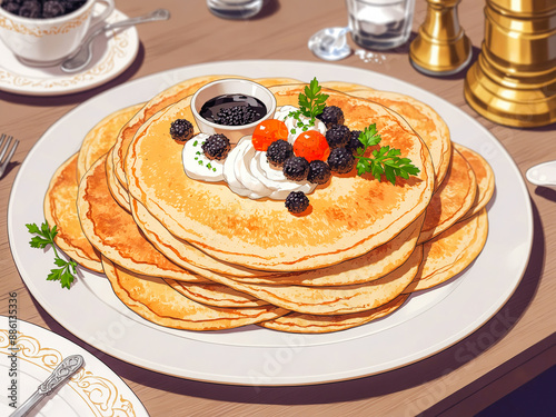 pancakes with caviar photo