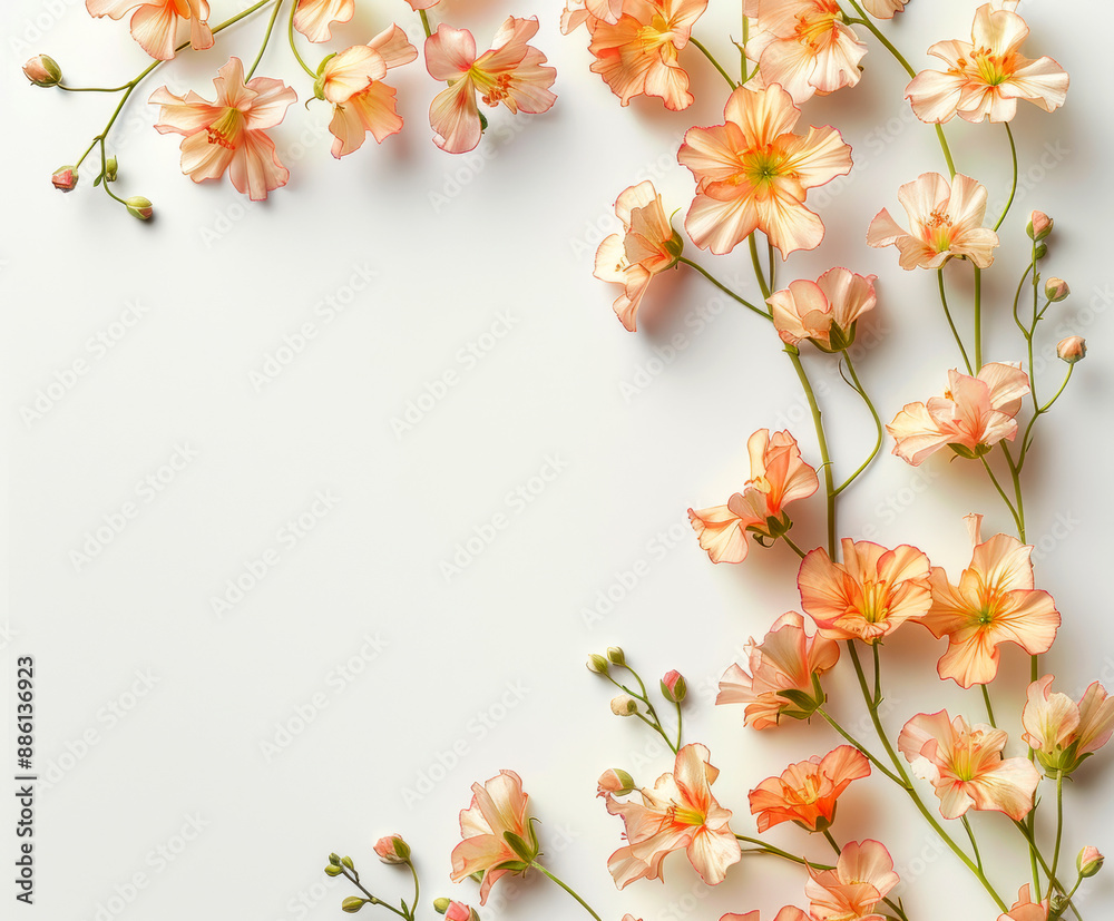 wedding invitation design with a minimalist approach with orange and pink flowers. AI generative. wedding invitation design with a minimalist approach with orange and pink flowers. AI generative.