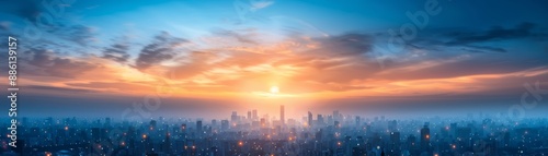 Wallpaper Mural Vibrant Cityscape at Sunrise with Dramatic Sky Torontodigital.ca