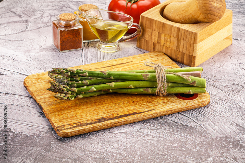Vegan raw green asparagus heap Vegan raw green asparagus heap