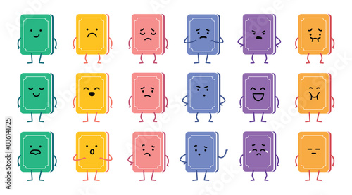 Cute Book Character Mascot with Various Expression