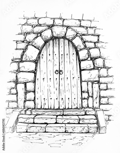 Hand drawn illustration of a door