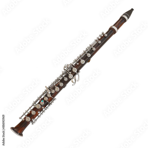 High-quality image of a clarinet, showcasing intricate details of this woodwind instrument. Perfect for music-related projects and educational use.