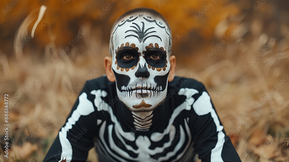 Haloween Death Expression Outline, focus cover all objects, deep dept of field, Allocate a large blank space for text overlay Haloween Death Expression Outline, focus cover all objects, deep dept of field, Allocate a large blank space for text overlay