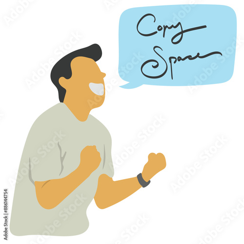man show his celebration with copy space illustration vector isolated on white background