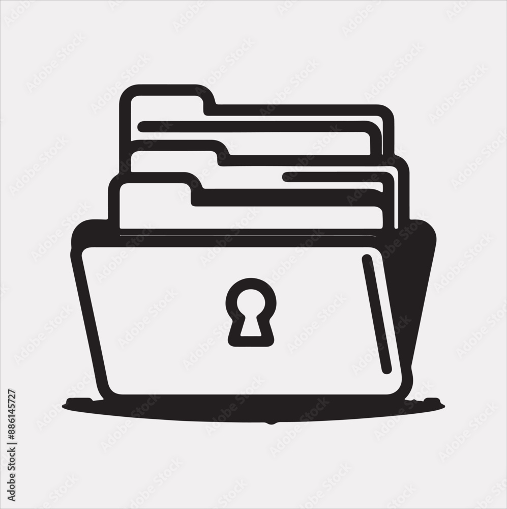 Folder line icon silhouette vector on white background Folder line icon silhouette vector on white background