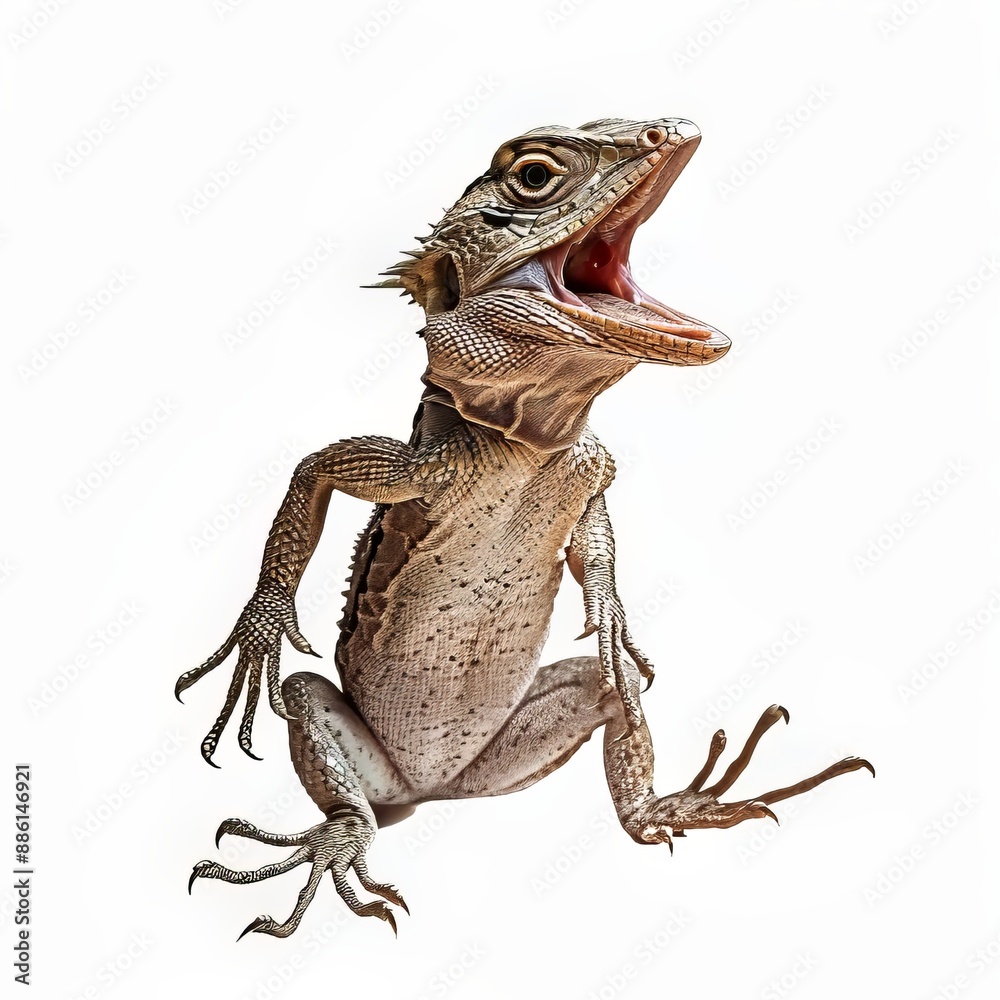 Fototapeta premium Realistic illustration of a lizard with its mouth wide open