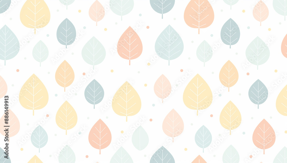 A seamless pattern of leaves on a pale yellow background. A seamless pattern of leaves on a pale yellow background.