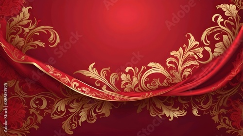 Red luxury fabric background with copy space