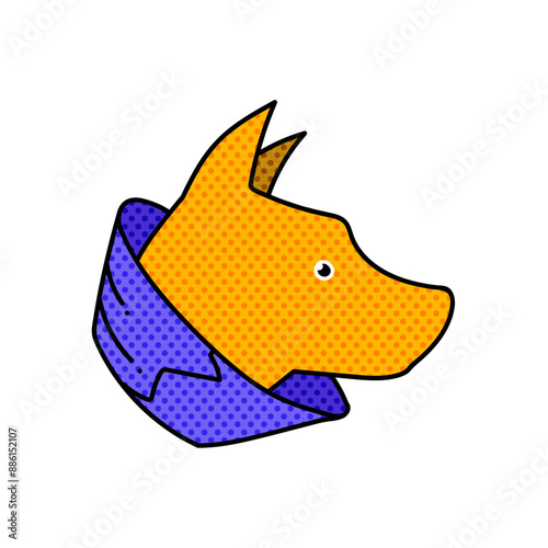 sick dog halftone hand drawn  color vector illustration