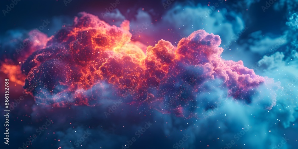 Vibrant Cloud Data Hologram in Modern Digital Computing Concept Vibrant Cloud Data Hologram in Modern Digital Computing Concept