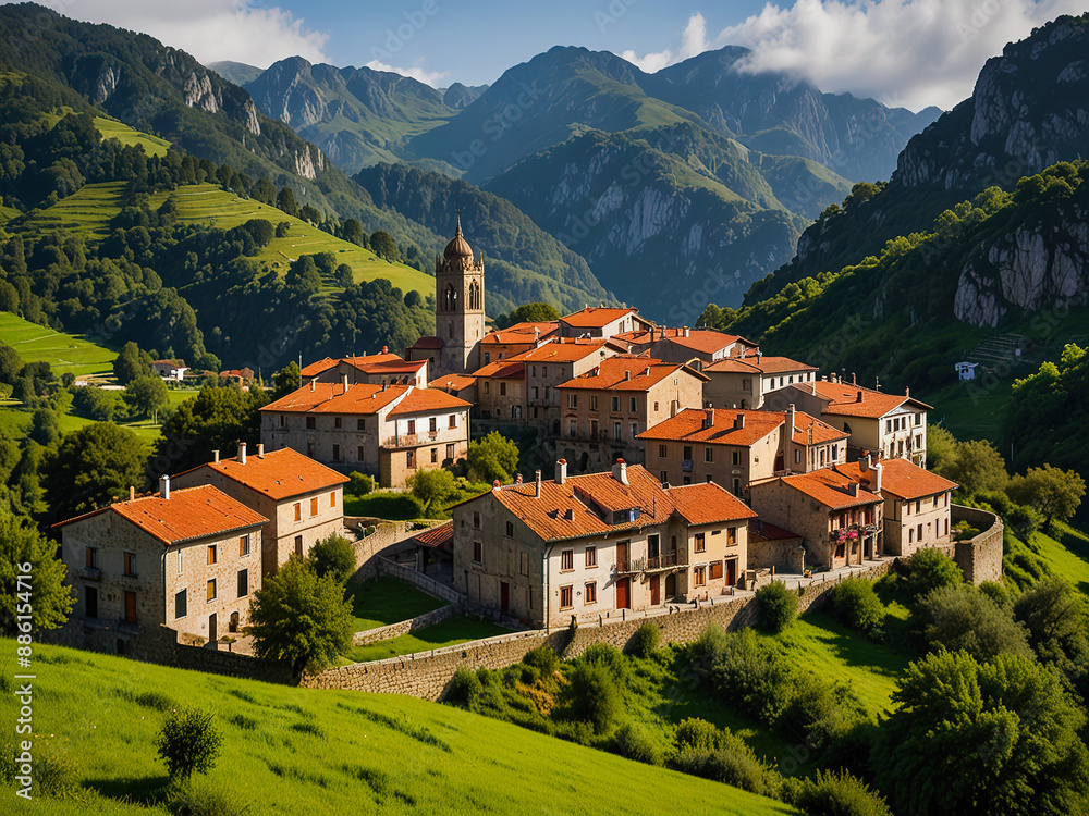 Fototapeta premium village in the mountains