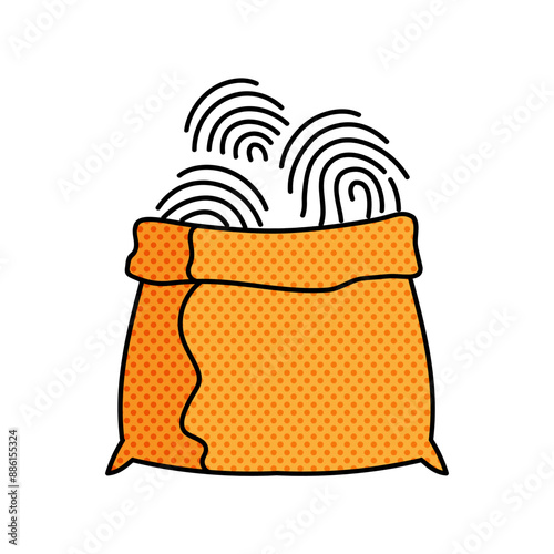 fingerprint identity harvest halftone hand drawn  color vector illustration