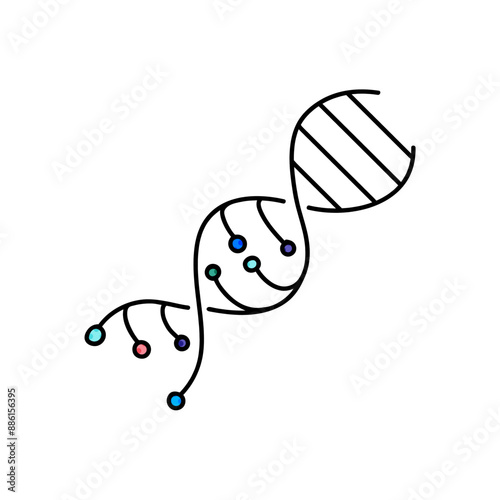 artificially modified dna strains halftone hand drawn  color vector illustration
