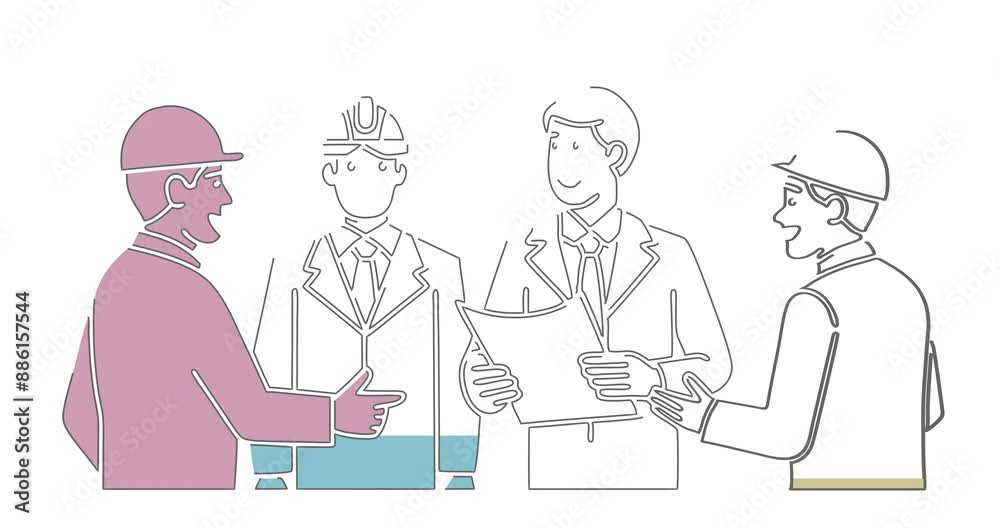 Professional engineering workers thin line drawing. Manager discuss inspection report for internal audit. Quality assurance for manufacturing. Concept engineer operating. Professional engineering workers thin line drawing. Manager discuss inspection report for internal audit. Quality assurance for manufacturing. Concept engineer operating.