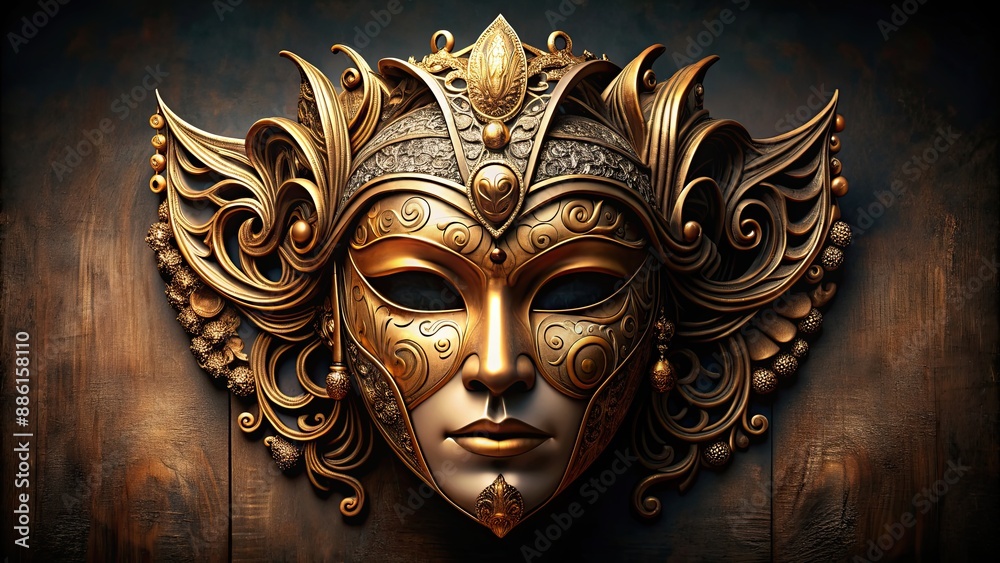 Mask representing the power and mystery of an empire, empire, mask, power, mystery, royalty, ancient, history, ruler Mask representing the power and mystery of an empire, empire, mask, power, mystery, royalty, ancient, history, ruler