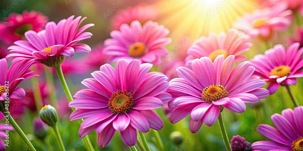 Vibrant pink daisy flowers in full bloom on a sunny day, pink, daisy, flowers, vibrant, bloom, sunny, day, nature, flora Vibrant pink daisy flowers in full bloom on a sunny day, pink, daisy, flowers, vibrant, bloom, sunny, day, nature, flora