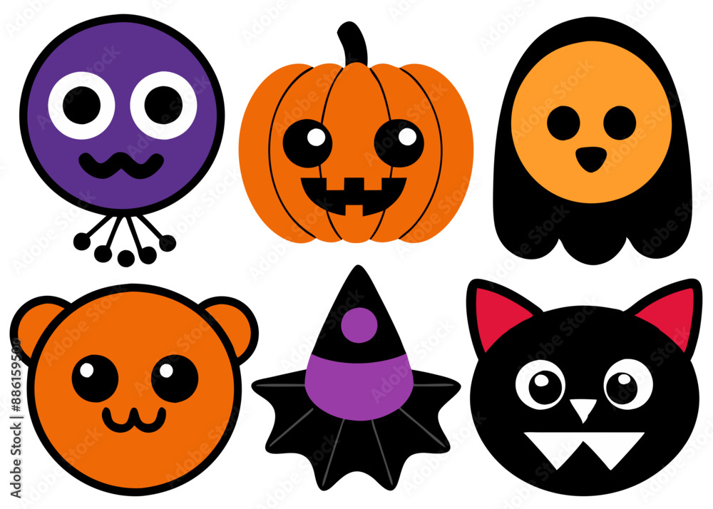 Fototapeta premium Set of Halloween Clipart Icons vector illustration 