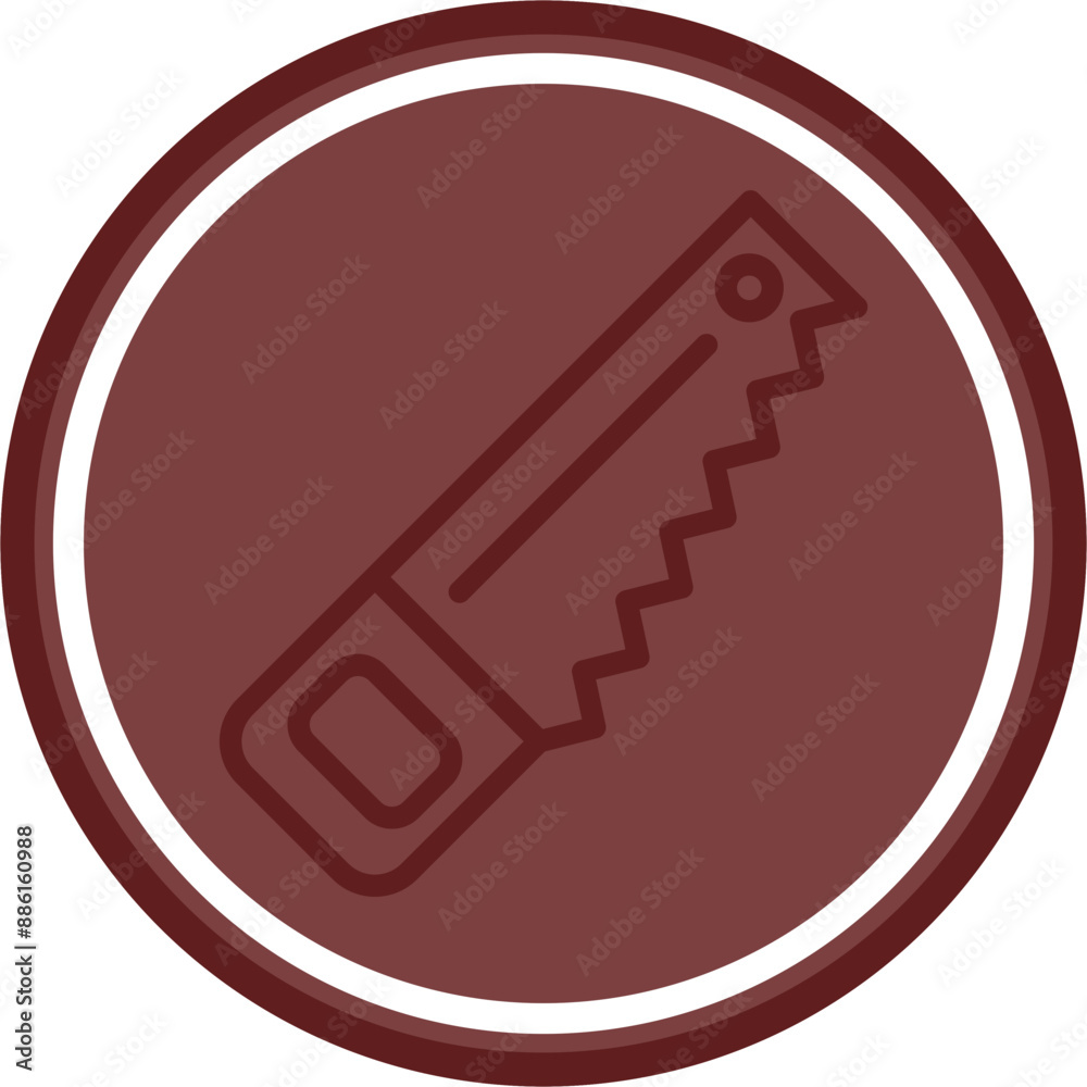 Handsaw Vector Line Double Circle Maroon Handsaw Vector Line Double Circle Maroon