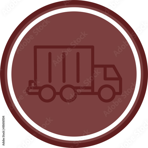 Dump Truck Vector Line Double Circle Maroon