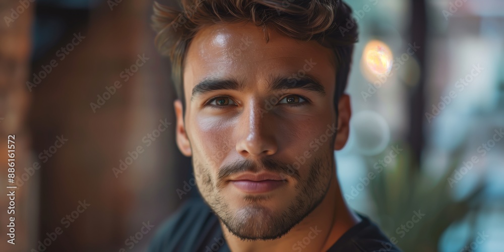 Fototapeta premium Porträt eines jungen Mannes in gemütlicher Umgebung