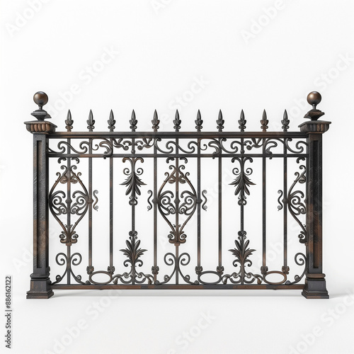 Elegant Victorian Iron Fence with Ornate Detailing