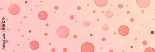 A light pink background with a scattered pattern of red and orange circles