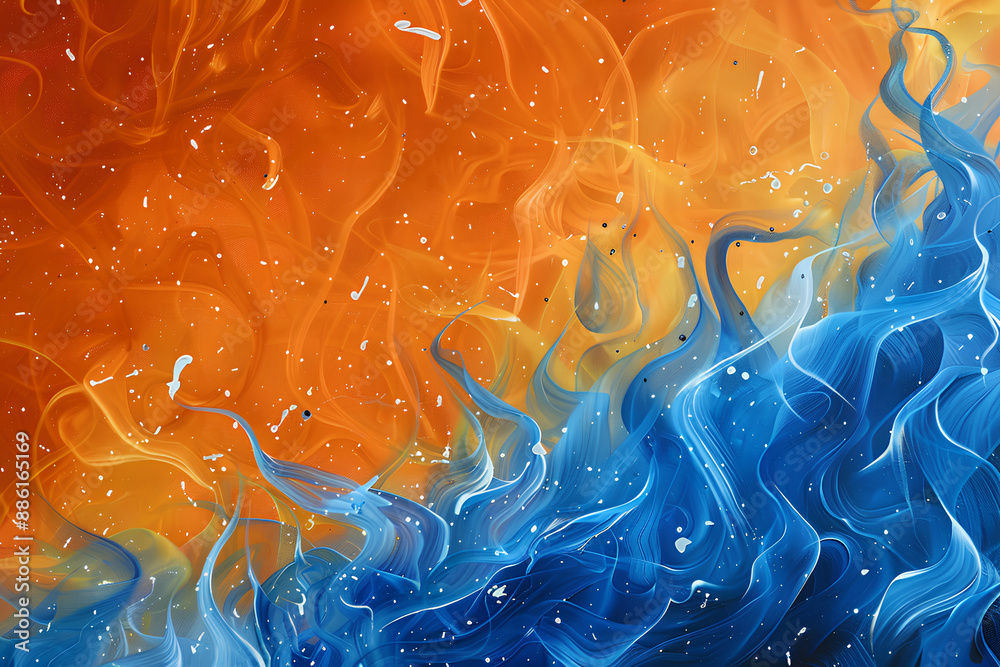 Abstract orange and blue smoke swirl background Abstract orange and blue smoke swirl background