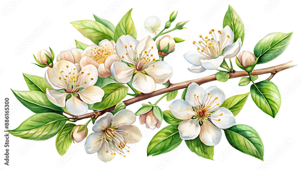 Floral Fantasy: Tropical Spring Green Leaves & Flowers in Watercolor for Gorgeous Card Decorations Floral Fantasy: Tropical Spring Green Leaves & Flowers in Watercolor for Gorgeous Card Decorations