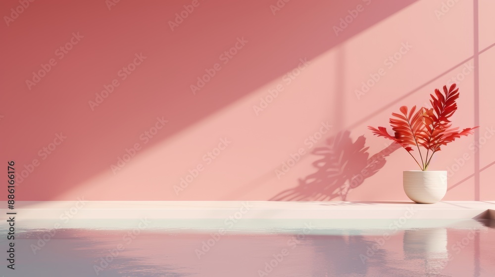 A calming spa environment featuring a minimalist design with subtle red tones. The image offers ample copy space, perfect for advertisements or promotional materials. A calming spa environment featuring a minimalist design with subtle red tones. The image offers ample copy space, perfect for advertisements or promotional materials.