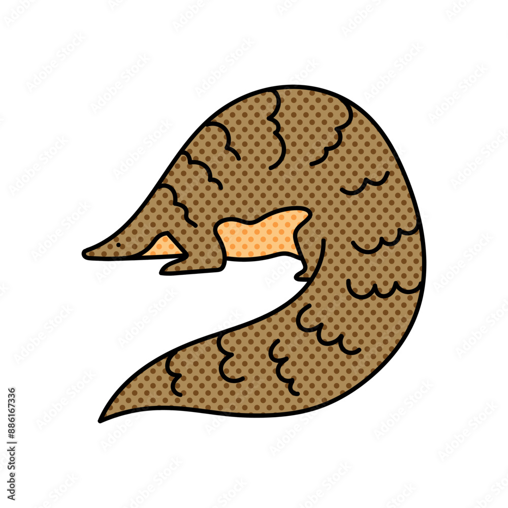 Fototapeta premium pangolin halftone hand drawn color vector illustration
