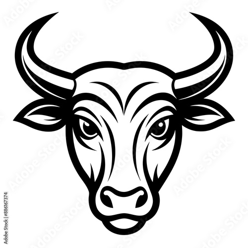 Golden Bull head logo icon vector line art illustration design