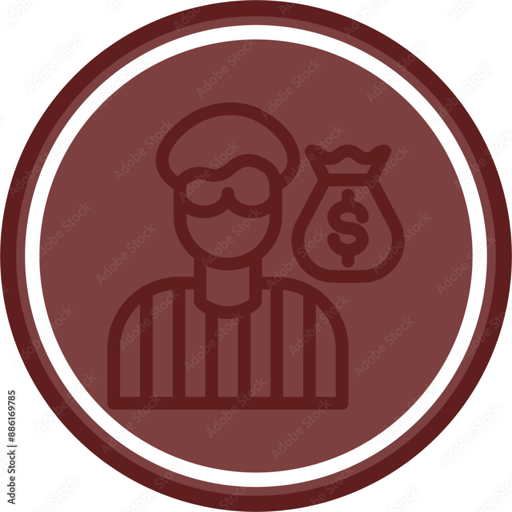 Robber Vector Line Double Circle Maroon Robber Vector Line Double Circle Maroon