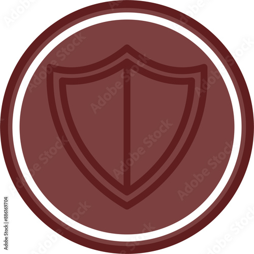 Shield Vector Line Double Circle Maroon