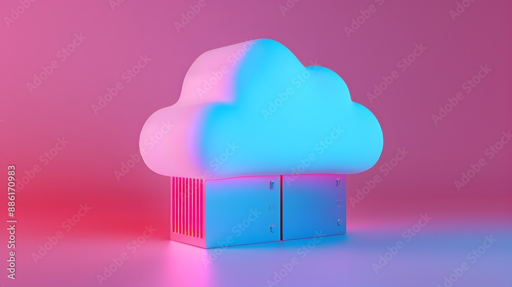 Colorful cloud server concept on a vibrant gradient background, illustrating modern cloud computing and data storage technology. 3D Illustration. Colorful cloud server concept on a vibrant gradient background, illustrating modern cloud computing and data storage technology. 3D Illustration.