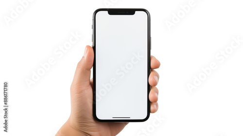 hand holding smart phone isolated on transparent background Remove png, Clipping Path, pen tool