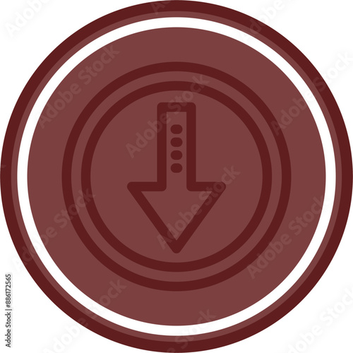 arrowdown Vector Line Double Circle Maroon