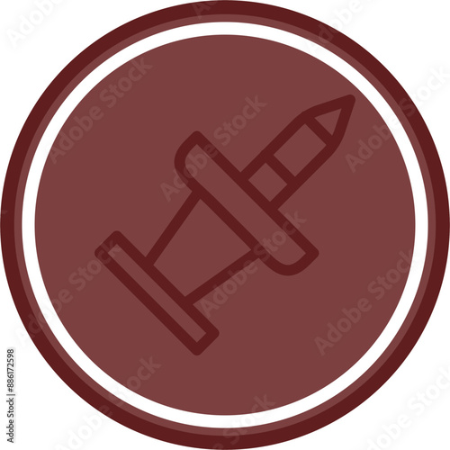 pin Vector Line Double Circle Maroon