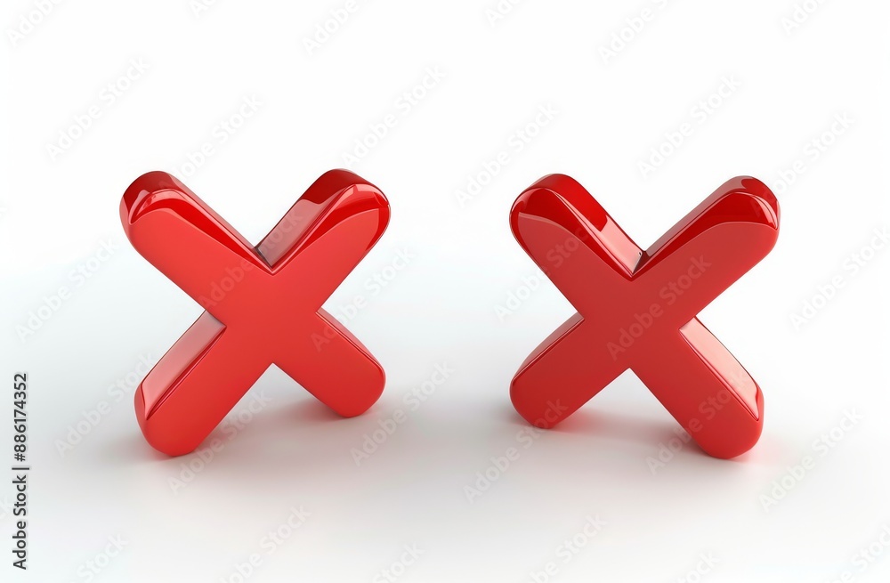 Obraz premium Checkmarks and crosses sprayed on white isolated background