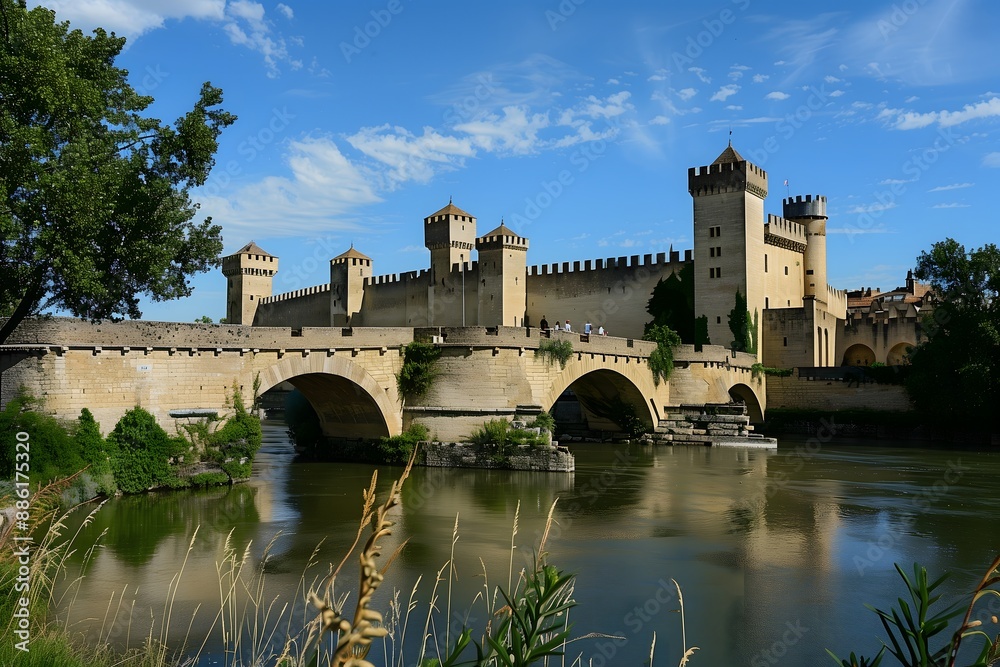 Historic Castle with Towering Walls and a Moat Historic Castle with Towering Walls and a Moat