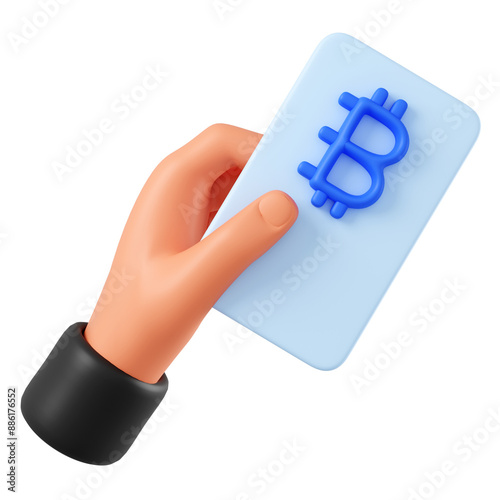 Crytocurrency payment 3d illustatuon. a Hand hold crytocurrency card photo