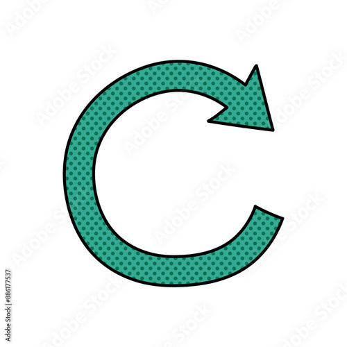 clockwise rotating arrow halftone hand drawn  color vector illustration