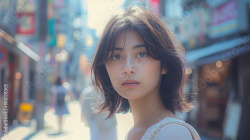街角にいる若い女性