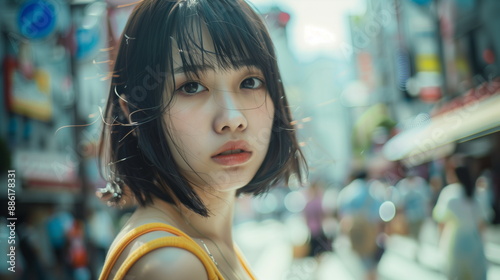 街角にいる若い女性