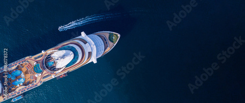 Canvastavla Aerial view beautiful luxury cruise ship on the ocean sea, Luxury cruise liner exclusive tourism travel by cruise ship, Cruise ship travel on holiday take vacation time international