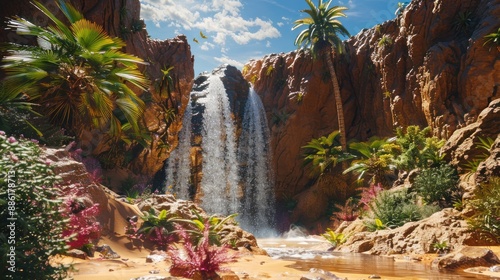 Fototapeta Naklejka Na Ścianę i Meble -  waterfall in the middle of the desert