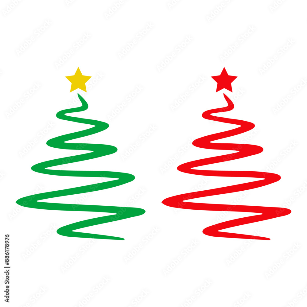 Tiempo de Navidad. Logo con estrella y árbol de navidad abstracto con línea en zigzag para tarjetas y felicitaciones Tiempo de Navidad. Logo con estrella y árbol de navidad abstracto con línea en zigzag para tarjetas y felicitaciones